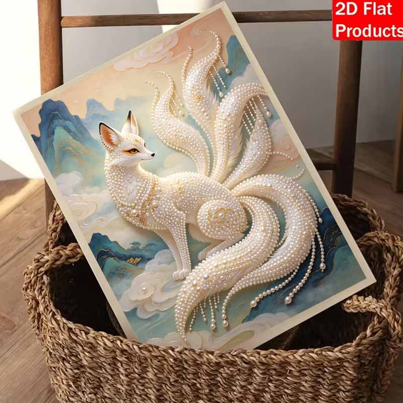 DIY Pearl Diamond Art Painting kits for Adult and Beginners, Majestic Fox Sparkling Painting Craft Home Wall Decor handmade Gift