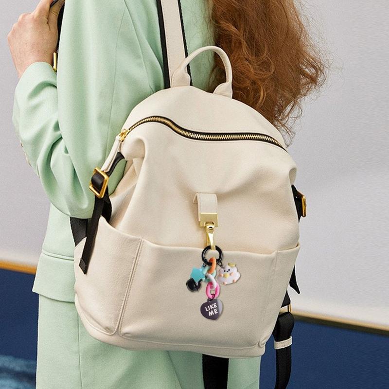 Unique Moon Cloud Star Bell Heart Pendant Keychain Handmade Colorful Resin Keyring Accessory Handbag Accessories