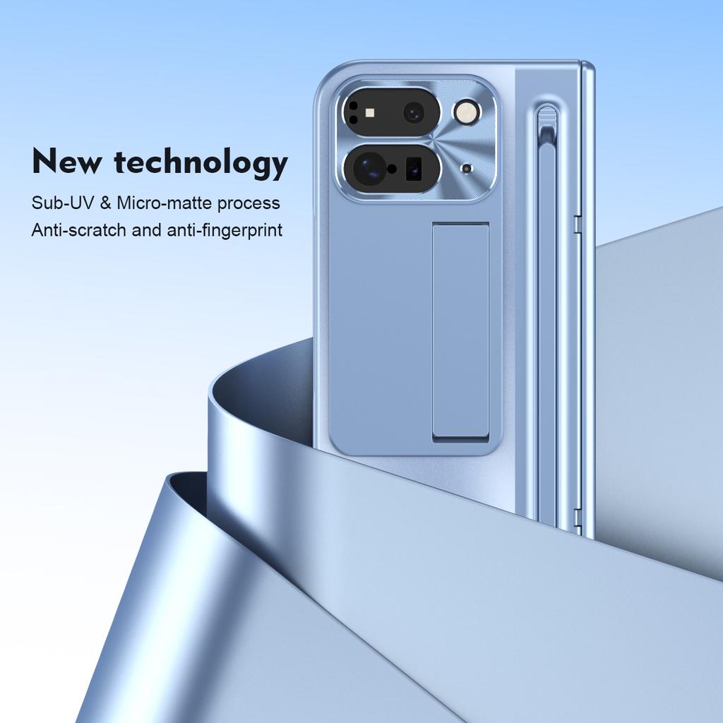 Etui na Google Pixel 9 Pro Fold 5G z podpórką, zawiasem, poliwęglanową osłonką na telefon, folią ze szkła hartowanego, rysikiem