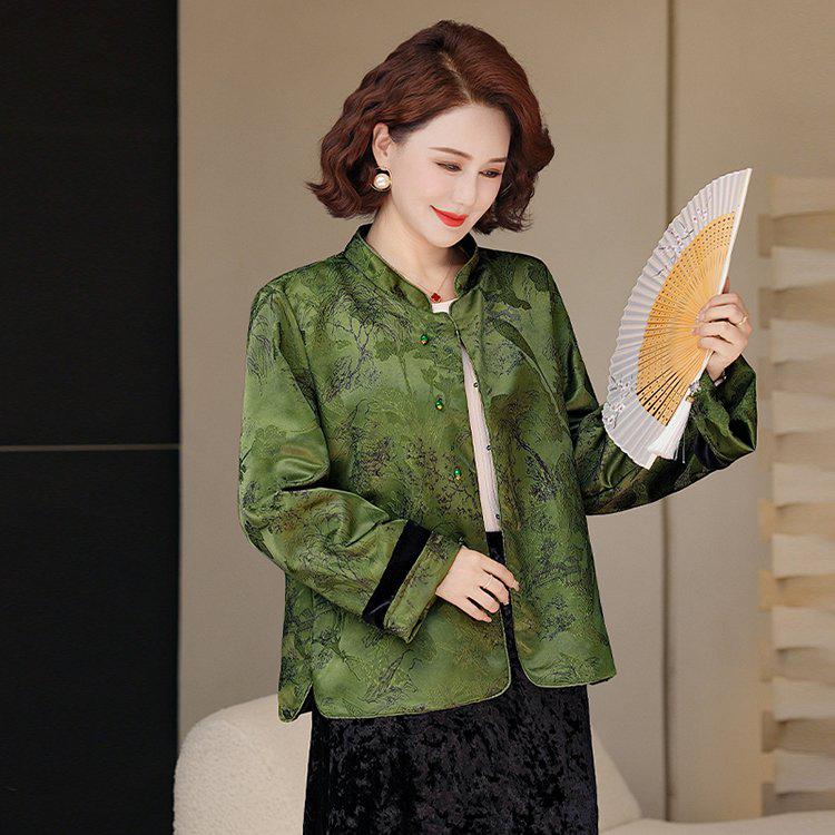2026 Spring Retro Short Jacket for Middle-Aged Women - Chinese Style Mother's Cardigan Top for Spring and Autumn
