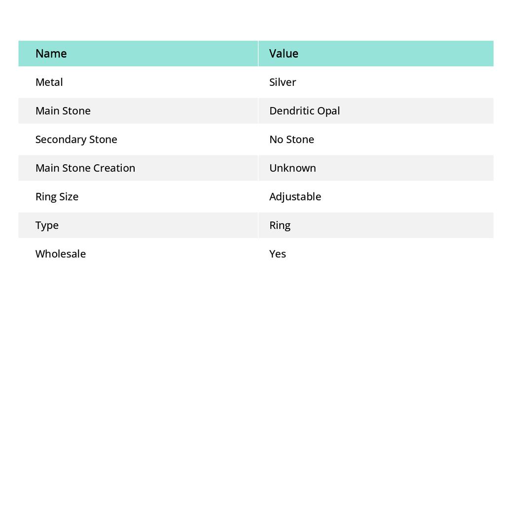 Dendritic Opal Gemstone Adjustable Ring Handmade Antique Design Jewelry G7f80