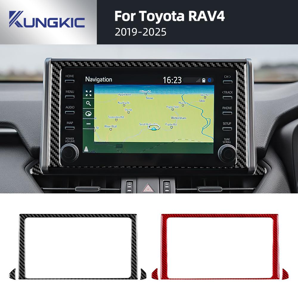 Real Soft Carbon Fiber Center Navigation Screen Trim Sticker for Toyota RAV4 XA50 2019-2025 LHD/RHD