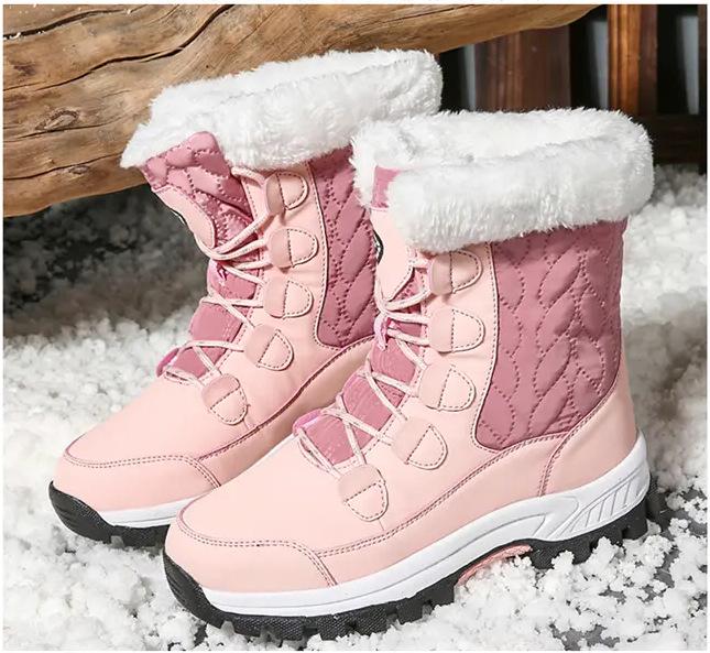 Women's Winter Snow Boots: Velvet-Lined, High-Top, Trendy, Warm Outdoor Footwear.