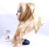 Silk Square Scarf Women Floral Print Embellished Rhinestone Cutwork Woven Headwrap Lightweight Accessory Street Style