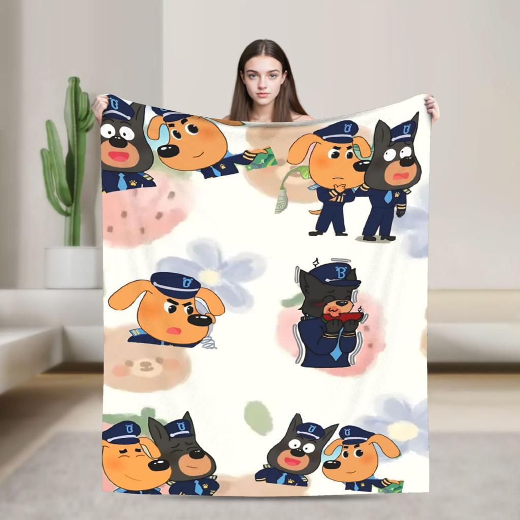 Sheriff Labrador Dog Blanket Cover Cartoon Flannel Throw Blankets Bed Sofa Decoration Ultra-Soft Warm Bedspread