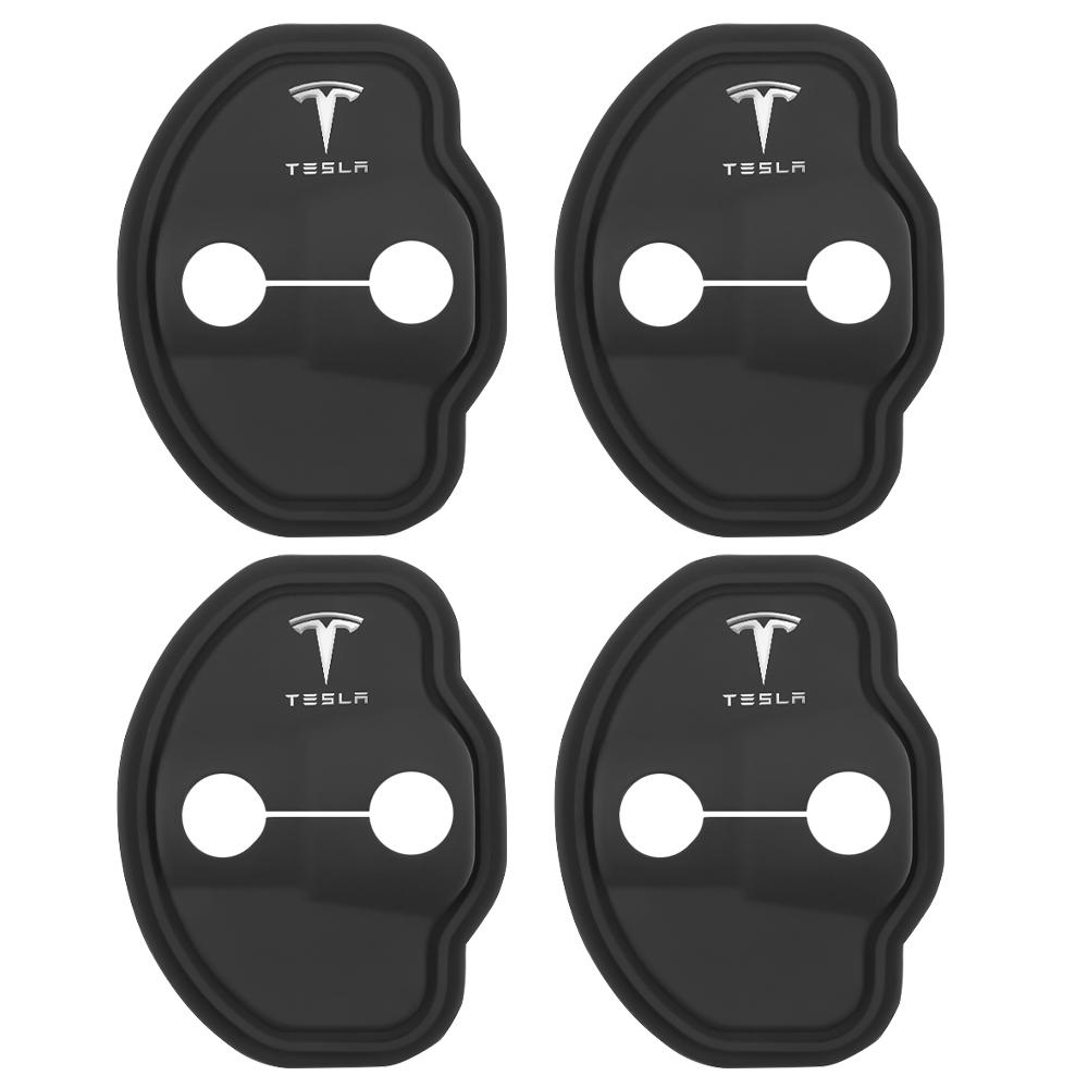 4 szt. silikonowa osłona zamka drzwi samochodu naklejki ochronne akcesoria do Tesla Model 3 Model SX Model Y Roadster SpaceX Cybertruck