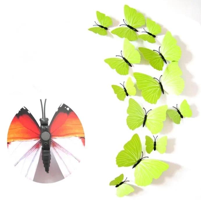 Heta rean 3D Fjäril Väggdekaler 12st 6st stora+6st små PVC 3D Fjäril Väggklistermärke för Heminredning