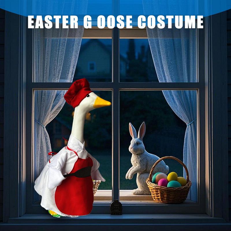 Porch Geese Clothes Spring Lawn Geese Costume For Outdoor Cartoon Patio Pet Statue Chef Outfit For Spring Outdoor Patio Lawn
