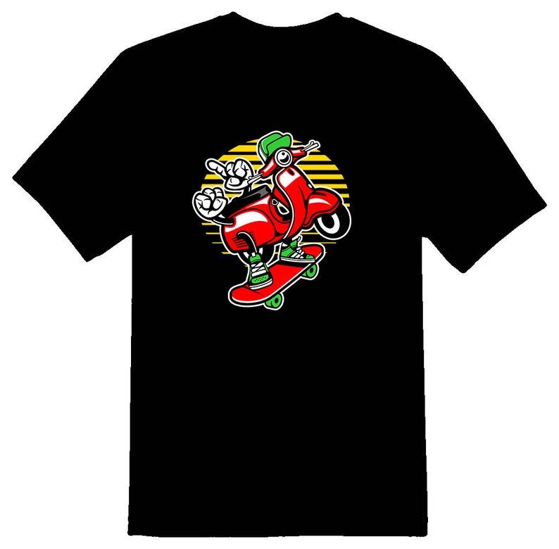 Scooter skater skateboarding skate Tee shirt black 120