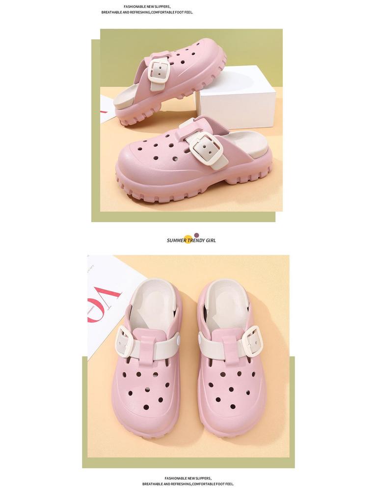 2024 Women's Non-slip Wear-resistant Casual Round Toe Hole Shoes - Perfect for Outdoor Beach Activities