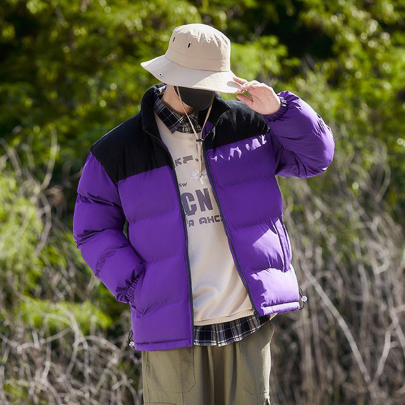 Парная хлопковая одежда в стиле пэчворк, новая хлопковая одежда на осень и зиму, мужская ветрозащитная и теплая утолщенная мужская модная хлопковая одежда M фиолетовый