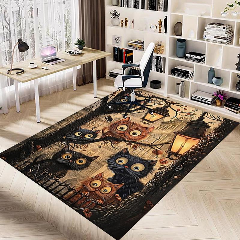 1PC Cats Streetlights Extra Large Non Slip Floor carpet, Office, family, bedroom, Studio Large Area Rug Indoor Rugs