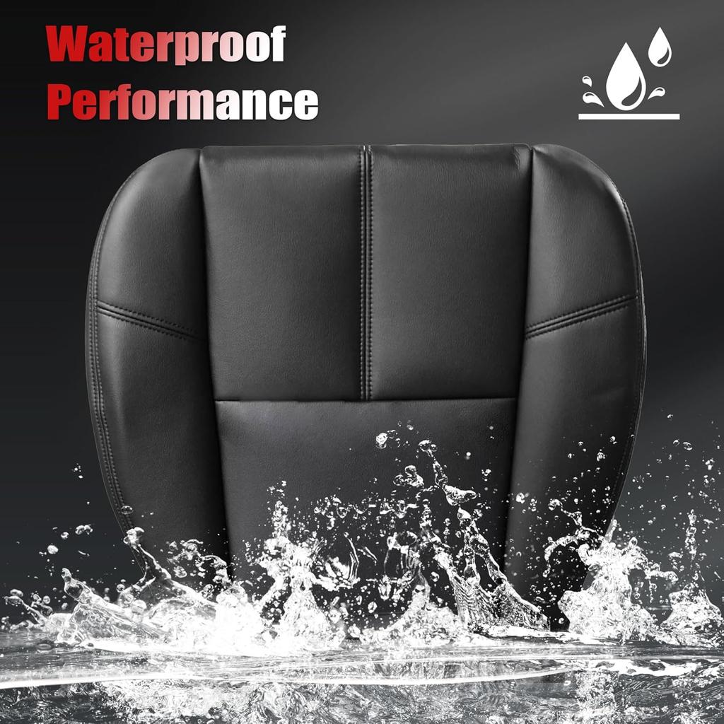 Driver or Passenger Bottom, #193 Black Leather Seat Cover Compatible with Chevy Silverado Avalanche Tahoe Suburban Compatible with GMC Sierra Yukon