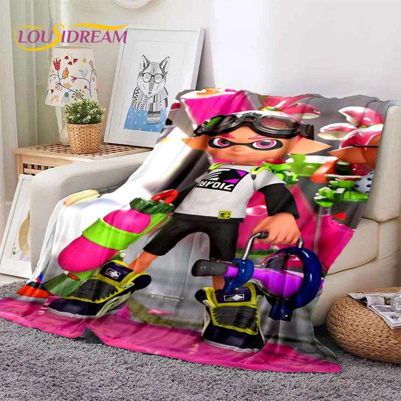 Splatoon3 PC Gamer Cartoon Game Soft Blankets,Keep Warm Throw Blanket Comfortable Blanket for Picnic Beds Sofa Home Bedroom Gift