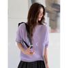 Rong Tai Women's Multi-color Cashmere Knit Top - Round Neck, Mid-Sleeve, Soft & Loose