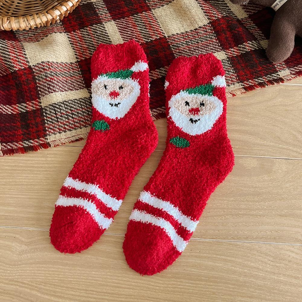 Cartoon Christmas Socks Santa Claus Women Hosiery Cute Floor Sleep Socks  Ladies
