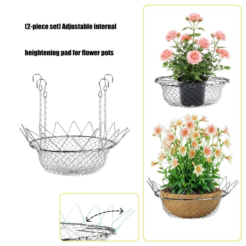 2 Pieces Decorative Flower Pot Holders Featuring Flexible Ropes For Perfect Plant Placement In Various Vessels