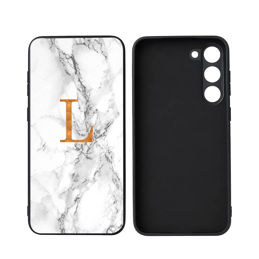 Benutzerdefinierter Name Muschel Marmor Hintergrund Buchstaben Luxuriöse Schwarze Handyhülle Für Samsung Galaxy S23 S24 S25 Ultra S22 Plus S21