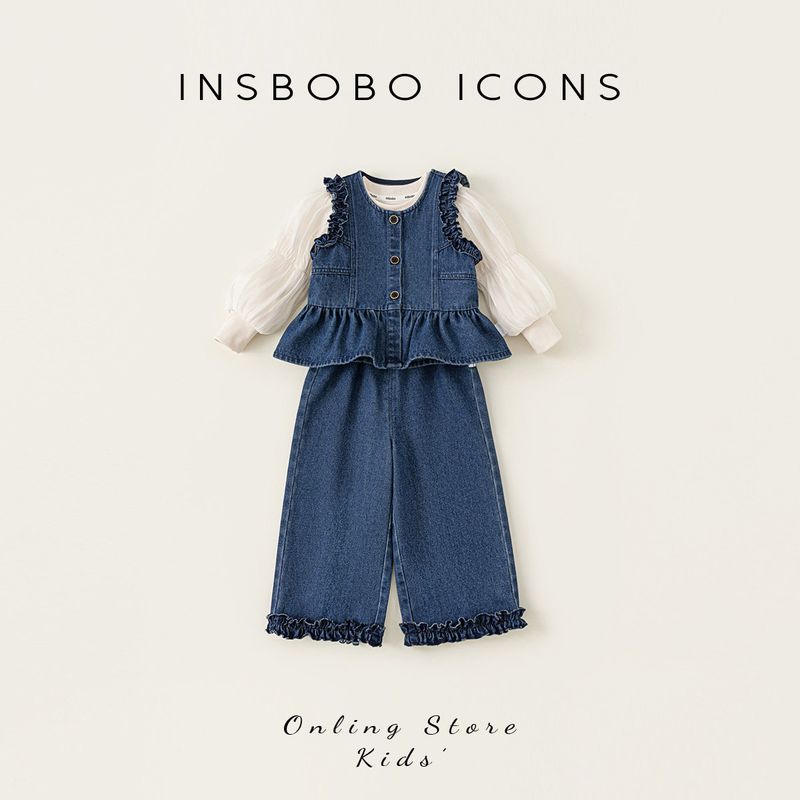 Girls  Spring Outfit Set 2026 New Children s Denim Set Baby Girl Spring Outfit Stylish Trendy Outfit for Girls Blue 80