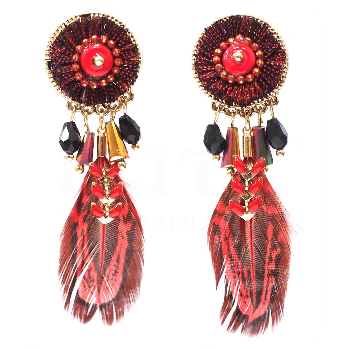 

Les Trésors De Lily [Q4965] - Дизайнерские клипсы Boho красное золото - 60x20 мм.