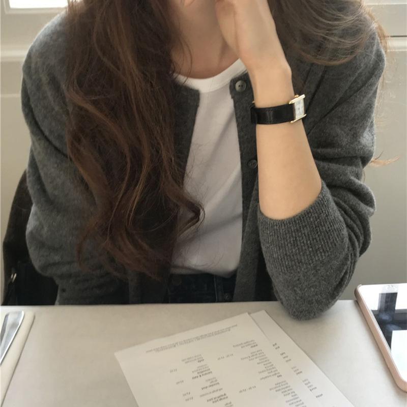 Pletený svetr Dámský kardigan 2024 Nový Nový Černý Tenký Šedý Jarní a Podzimní Spodní Svetr Bunda