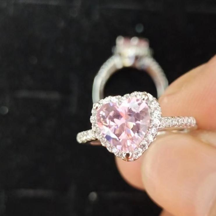 Dingrui Pink Love Zircon Diamond Ring - Platinum-Plated Women's Boutique