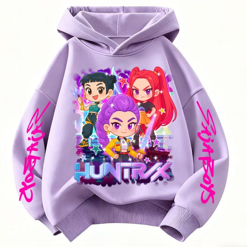 KPop Demon Hunter Rumi Derpy Cartoon Girls Boy Hooded Sweatshirt Warm Children's Wave Fashion Casual Tops Casual Girls Clothing