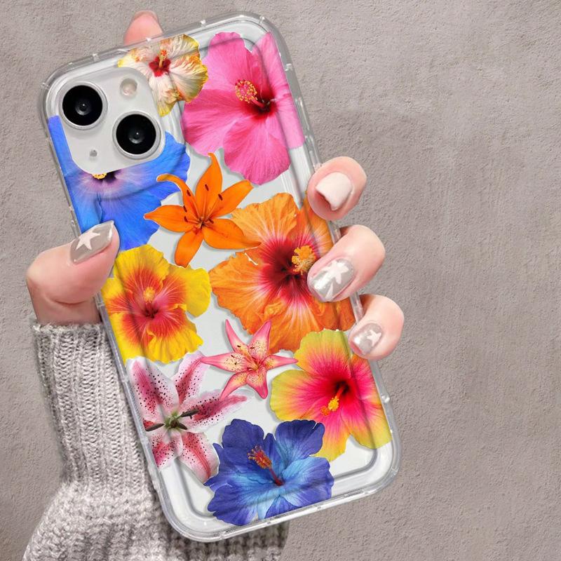 Bright lily for Apple 14/17 mobile phone case iPhone13promax soft 12/11 airbag anti-drop 15