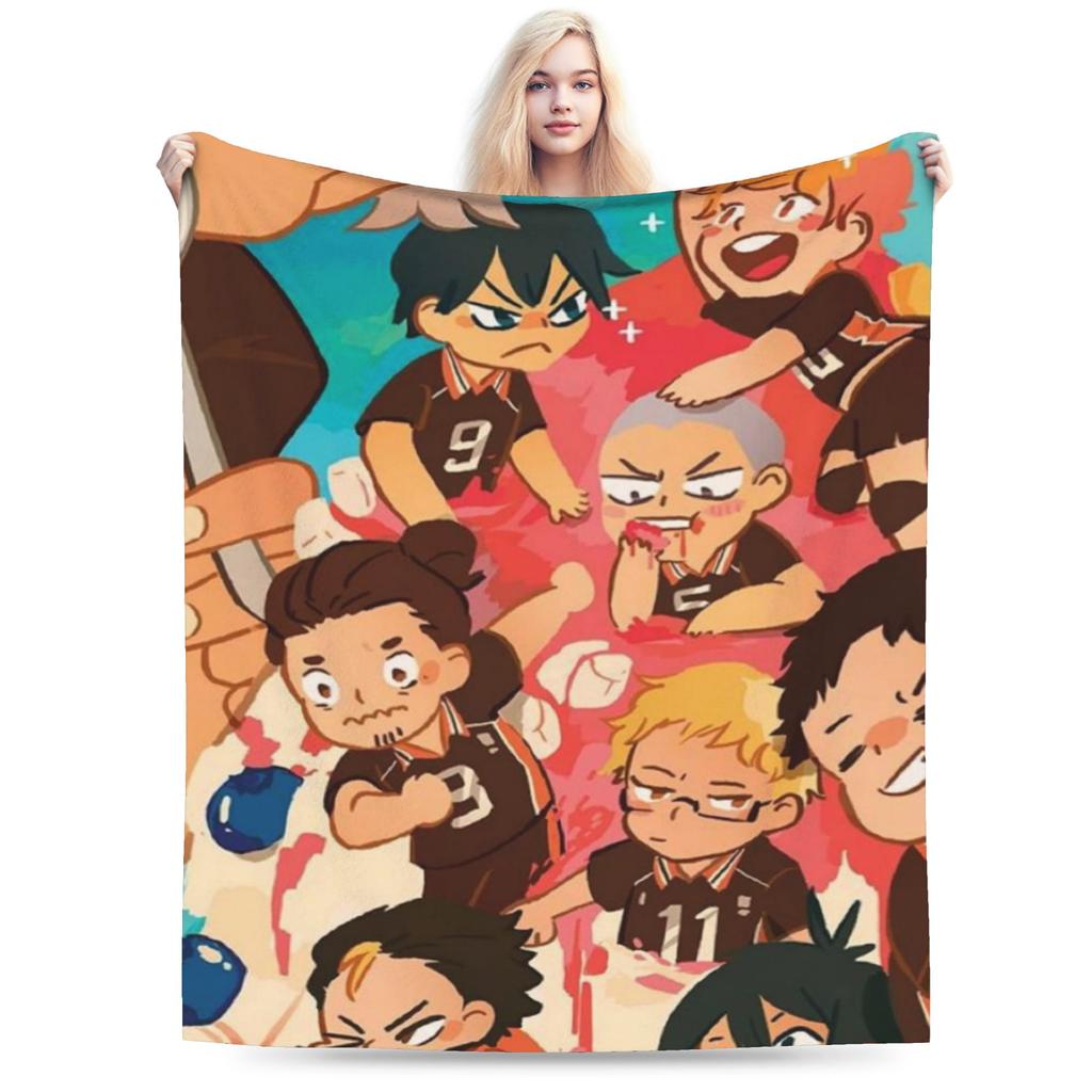 Haikuu Japan Manga Merch Blanket Ultra-Soft Flannel Throw Blanket Cozy Bedding Throws