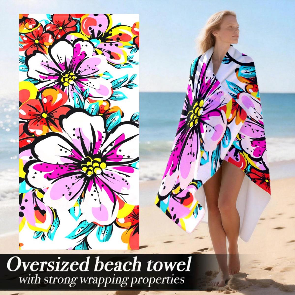 

Vibrant Floral Oversized Beach Towel Patterned Sunscreen And Windproof Suitable For Swimming Pool Camping Travel Blanket W30*H60(CM)