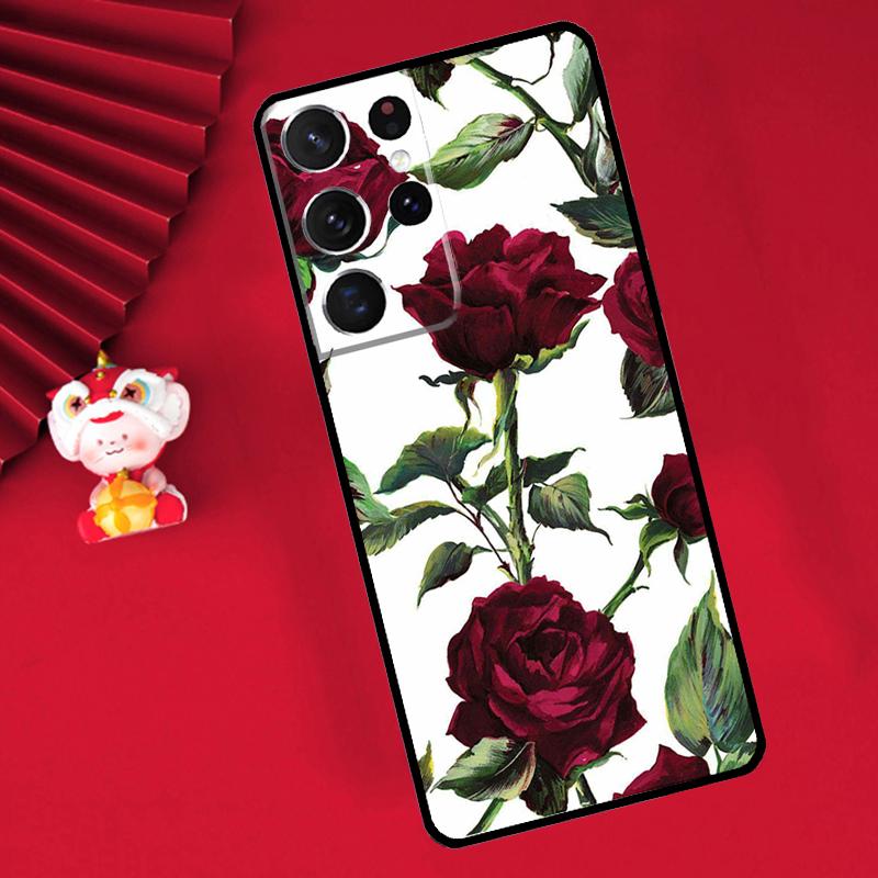 

Red Roses Floral Case For Samsung Galaxy S24 S26 Ultra S21 S22 S20 S23 S25 Ultra Plus S10 S25 FE Cover Funda Galaxy S24 FE
