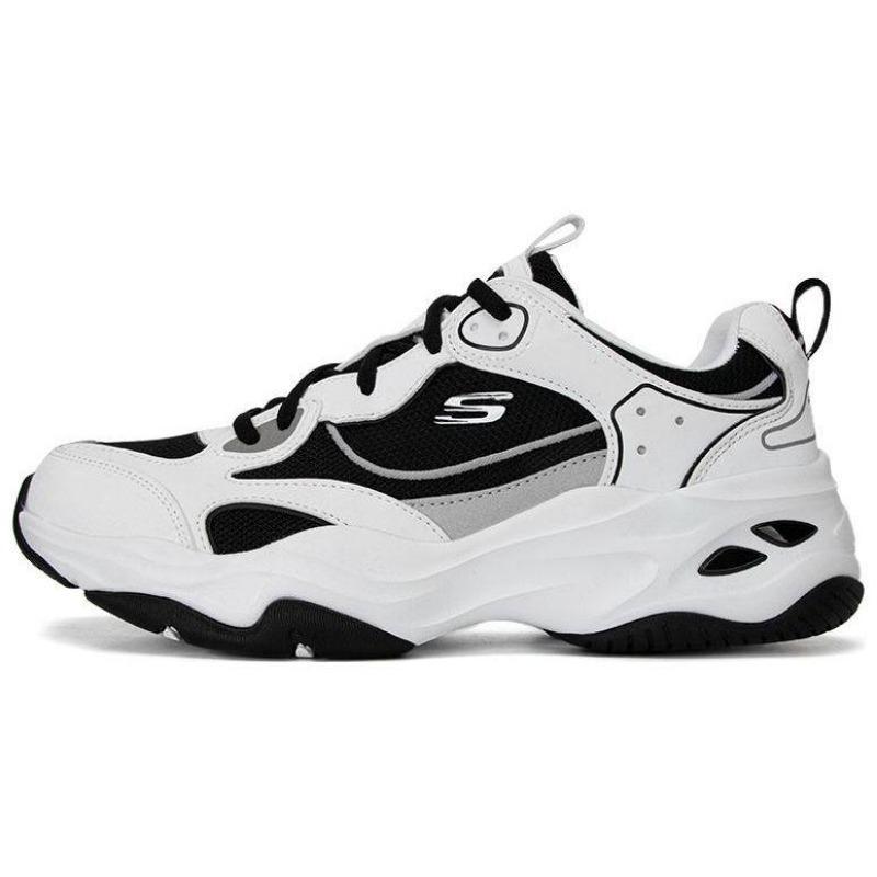 Skechers D LITES 4.0 Men Mesh Synthetic Leather Daily Versatile Low Top Casual Shoes Black White 894249-WBK 42