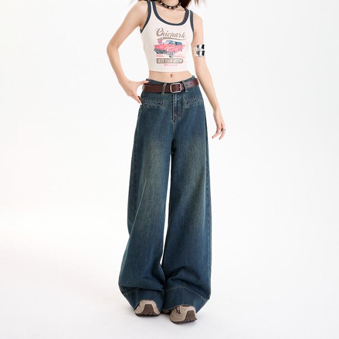 

Women s High-Waisted Slimming Wide-Leg Jeans - Super Soft, Floor-Length, and Perfect for Spring Large