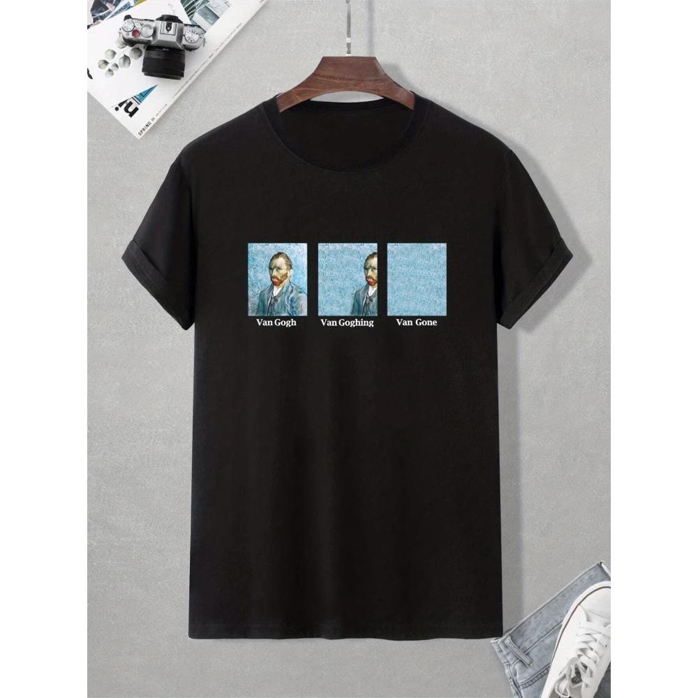 'Van Goghing' Rundhals-T-Shirts, Freizeit-Tees, Kurzarm-Tops, Herren-Sommerbekleidung