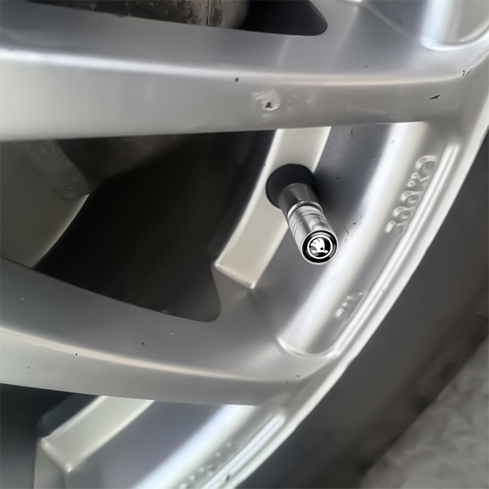 4Pcs Car Wheel Tire Valve Dust Caps Cover Bolt-In Accessories For Skoda S Kodiaq Fabia Kamiq Karoq Octavia 3 A5 A7 Rapid Scala HA5