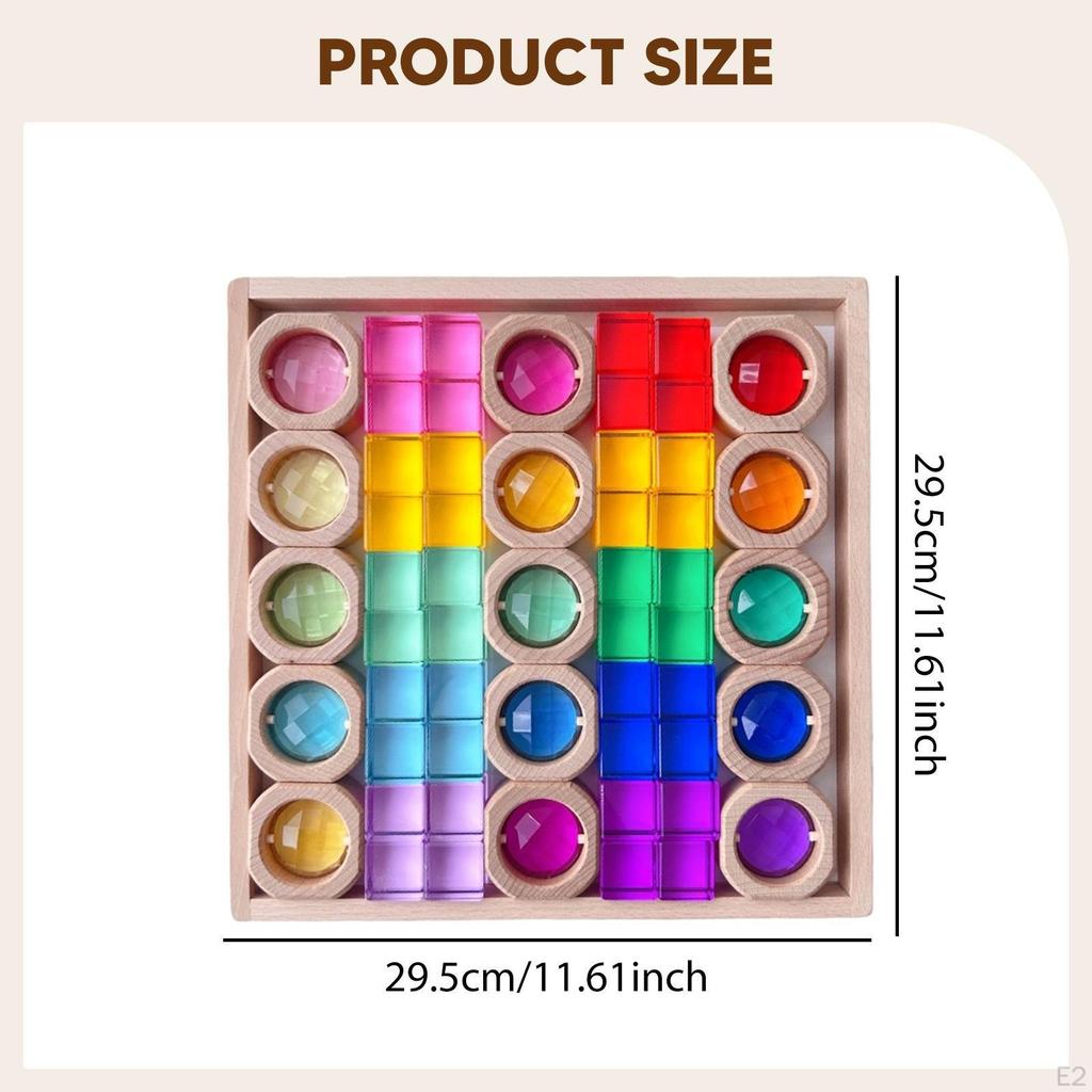 Stacking Game Building Blocks Set for Kids Smooth Cube Rainbow Acrylic Gemstone Cubes
