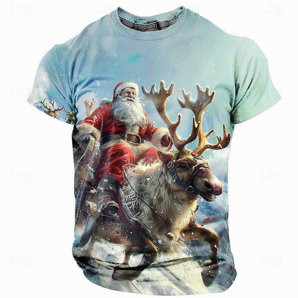

Рождественская футболка для мужчин с принтом Санта-Клауса 3D Футболка праздничная повседневная футболка с короткими рукавами свободная рождественская одежда унисекс футболка 4XL