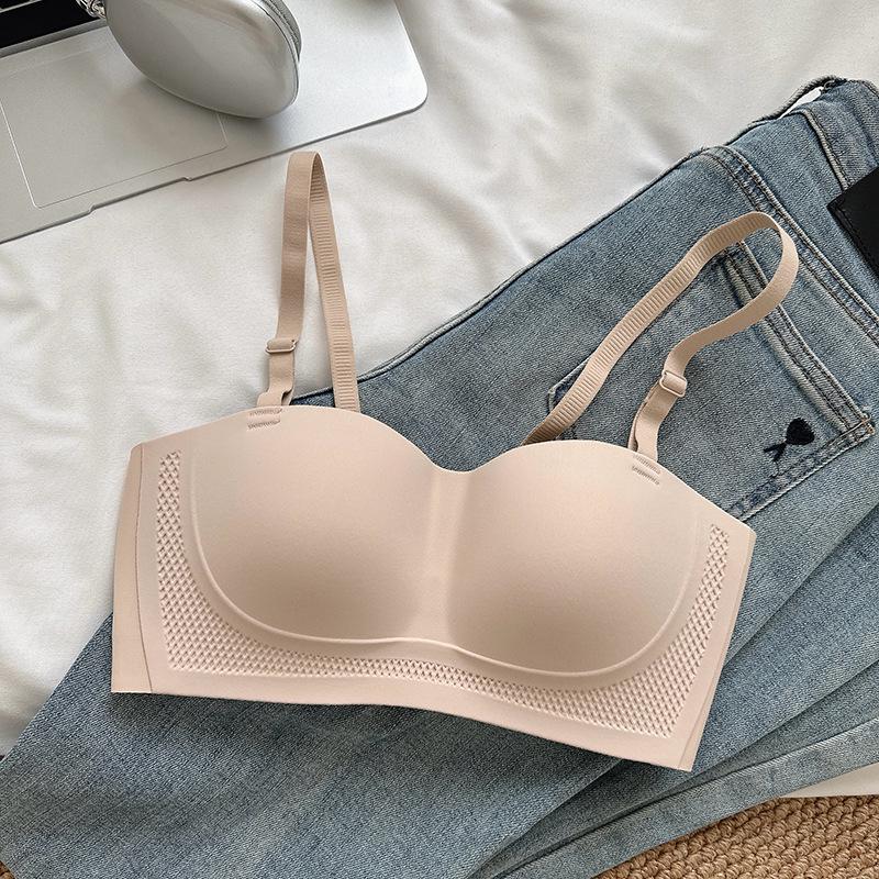 Seamless Strapless Bandeau Push-Up Bra for Women – Anti-Slip, Soft Support, Two-Way Wear
