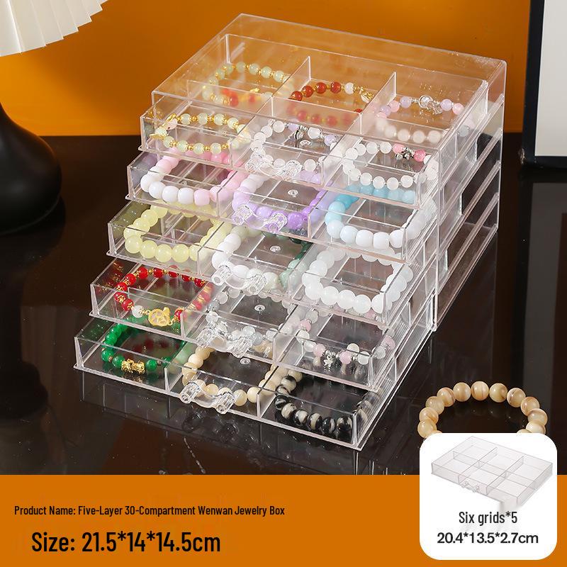 Large Capacity Multi-Layer Desktop Jewelry Storage Box with Transparent Drawers for Earrings and Rings