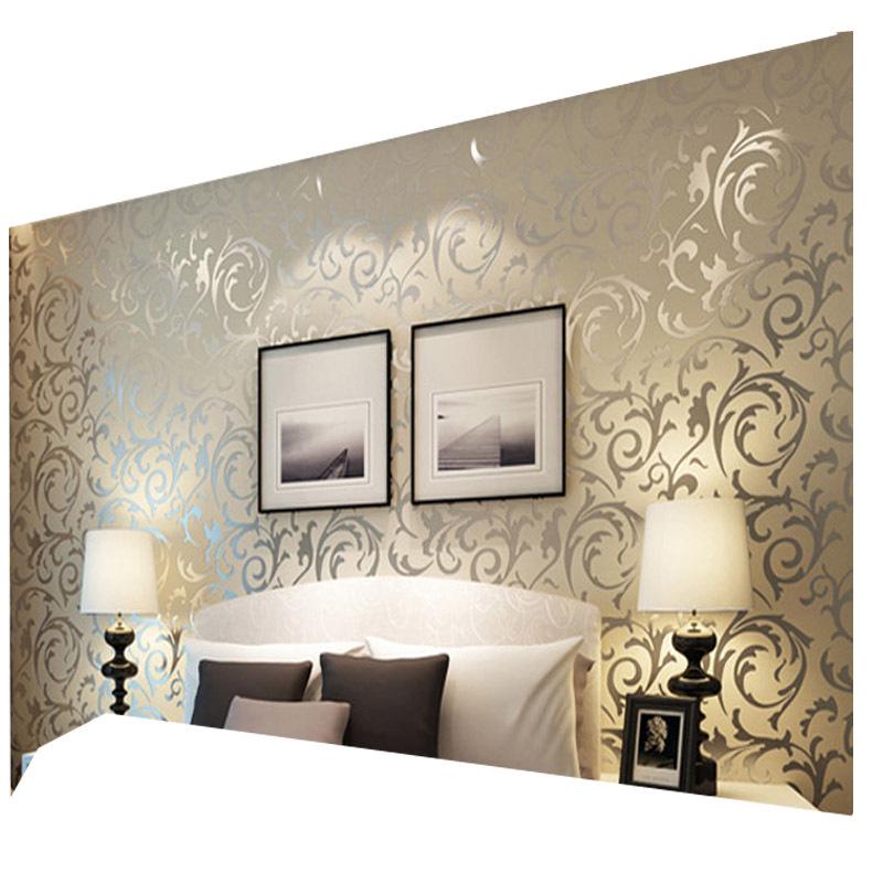 3D-Tapete mit Akanthusblättern in Silber – Vlies-Design für Schlafzimmer, Wohnzimmer und als Hintergrund für Fernseher und Sofa