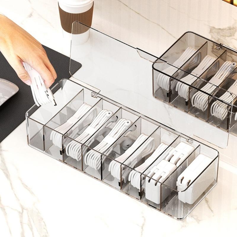 Multiple Cable Organizers Box 8 Compartments Dustproof Designs Accessory for Tidying Home and Offices Space Saving