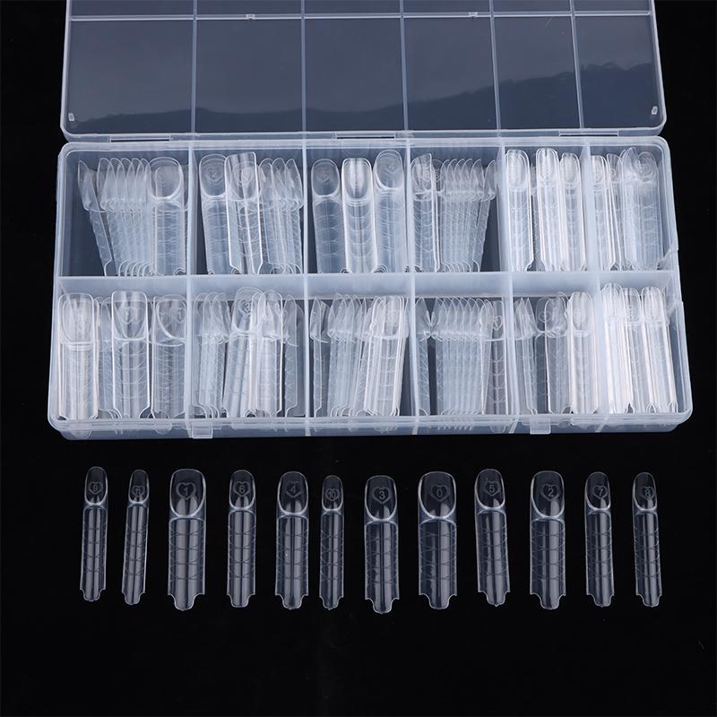 30/60/75/150 Stück Französische Dual-Formen 15 Größen Klar Wiederverwendbar Nagelverlängerung Builder Gel Französische Spitze Maniküre-Werkzeug DIY Kunst Salon