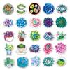 50 Waterproof Cartoon Succulent & Flower Stickers for Journaling, Notebooks, Suitcases