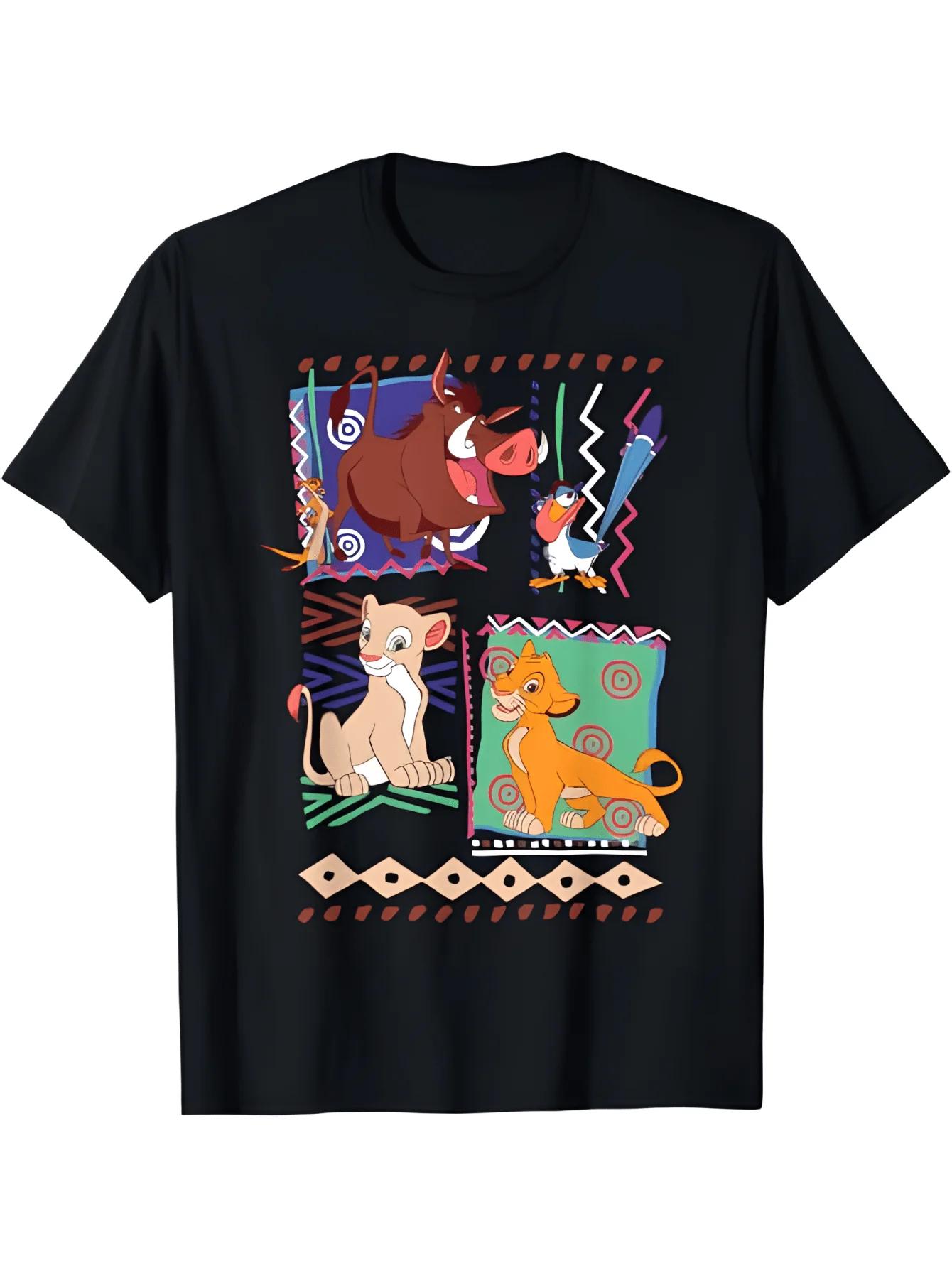 Disney Lion King Ding Unisex and Peng Peng Printed Tshirt for Unisex and Women Short sleeved Top for Spring and Summer XL