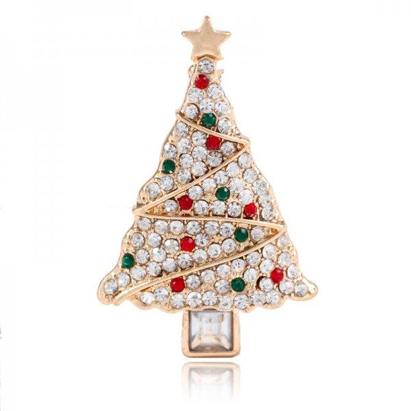 Rinhoo Fashion Zircon Christmas Tree Green Tree Brooch Pins Christmas New Year Gift Jewelry Gift