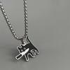 High-End Titanium Black Cat Pendant Necklace for Men & Women - Non-fading Steel Sweater Chain