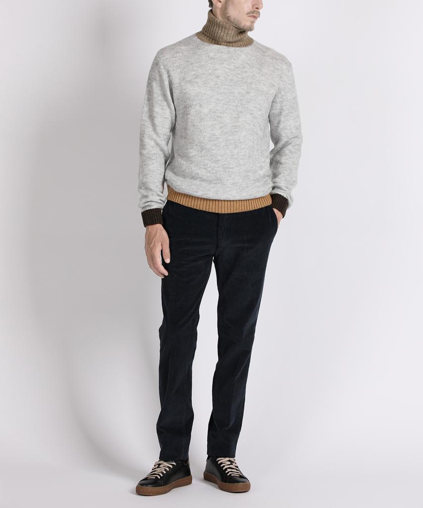 PANICALE Gray Contrast Turtleneck Knit
