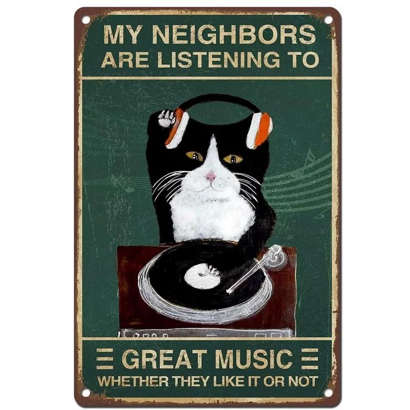 Couple Cat Metal Tin Sign Hotel Lobby Decoration Background Picture Bar Club Poster Home Living Room Wall Decor Animal Plaque