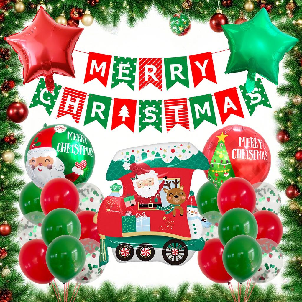 Christmas Theme Party Decoration Balloon The Grinch Santa Gingerbread Man Aluminum Balloon Flag Set