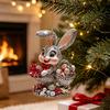 Acrylic Animal Car Pendant Easter Bunny Pendant, Cute Rabbit with Basket, 2D Party Hanging Decor Rearview Mirror Ornament, Bag Keychain Accessory,
